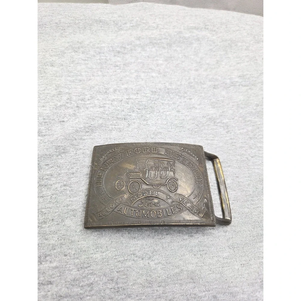 Vintage Henry Ford Model T Solid Brass Commemorative Belt Buckle Rare Auto